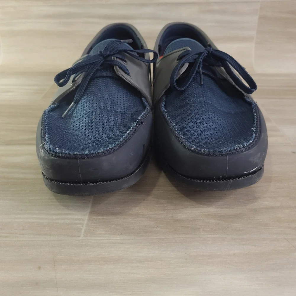 SWIMS Mens Braided Lace Loafer Navy Grey Water Resistant Boat Shoes Size 10.5